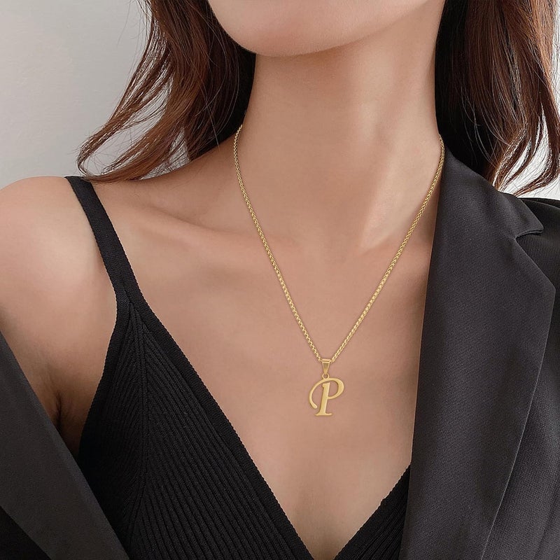 Suweibuke Initial Necklace for Men Women Boys Girls, 18K Gold Plated 26 Letters Pendant Necklace, Personalized Jewelry Gifts - Image 5